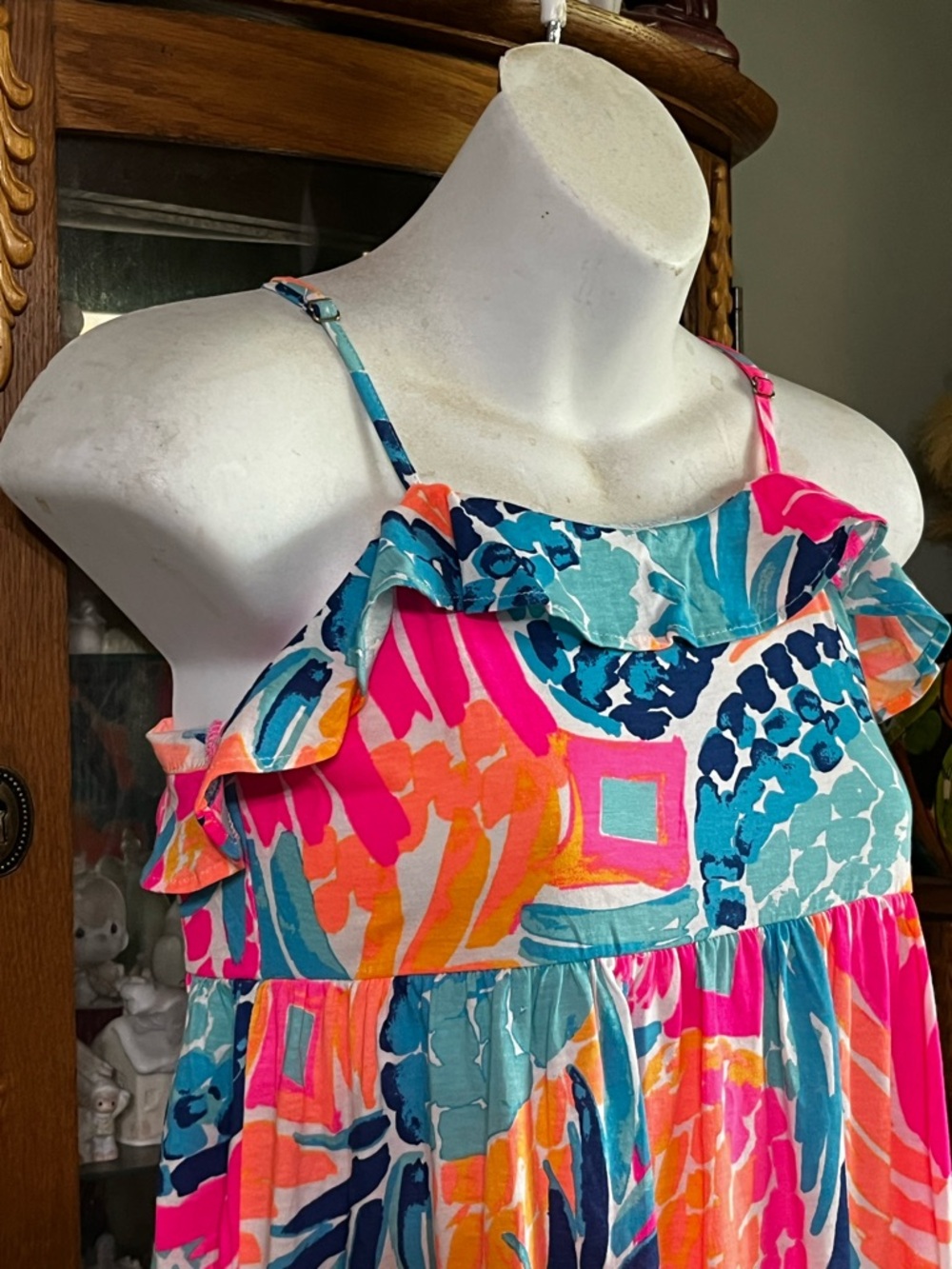 Girls Lilly Pulitzer Pineapple Ruffle Long Maxi Summer Dress XL 12-14 - Picture 7 of 8